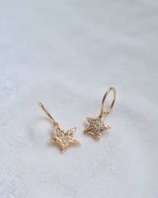 Load image into Gallery viewer, Large Dusted Star Drops - Gold-Plated Sterling Silver