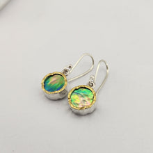 Load image into Gallery viewer, Round Drop Earrings - Paua with 22ct Gold Edge