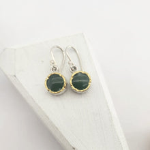 Load image into Gallery viewer, Small Round Drop Earrings - Pounamu with 22ct Gold Edge