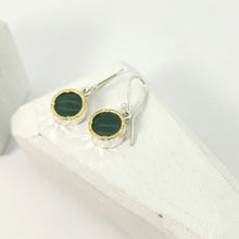 Load image into Gallery viewer, Round Drop Earrings - Pounamu with 22ct Gold Edge