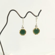 Load image into Gallery viewer, Round Drop Earrings - Pounamu with 22ct Gold Edge