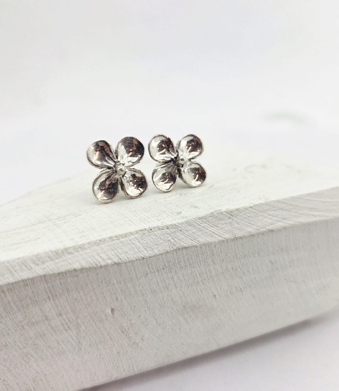 Hydrangea Flower Stud Earrings - sterling silver