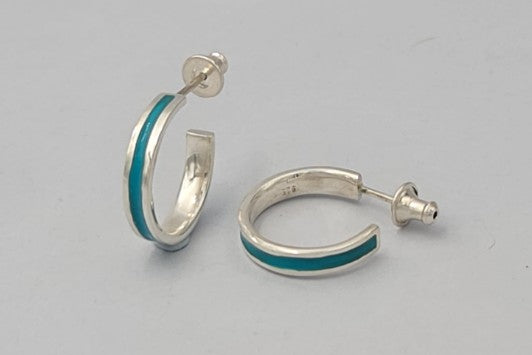 Sky Blue Enamel Hoop Earrings
