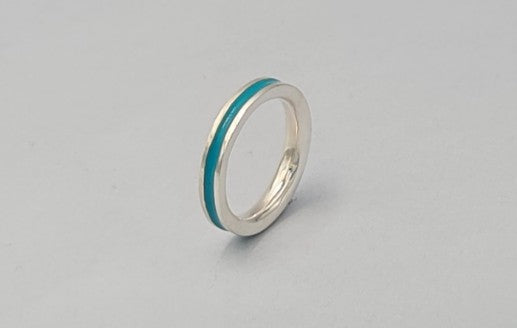 Sky Blue Enamel Stacker Ring