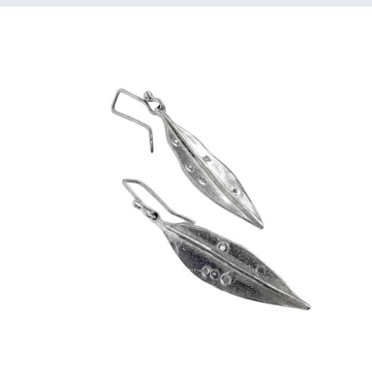 Pohutakawa Leaf Pendant Earrings - Sterling silver