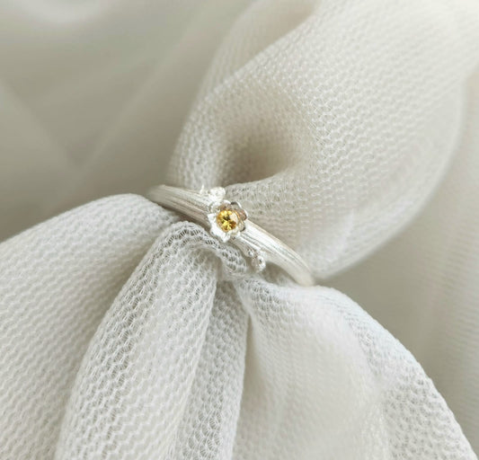 Briar Flowered Ring - Sterling Silver & Sapphire