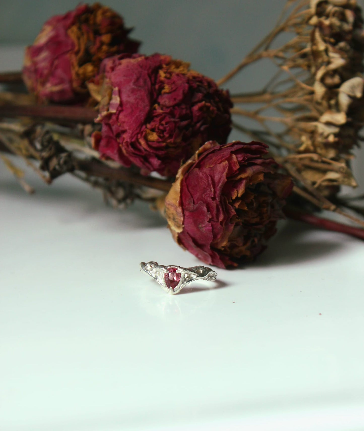 Dryad Fairy Crown Ring - Lab Grown Pink Sapphire & Sterling Silver