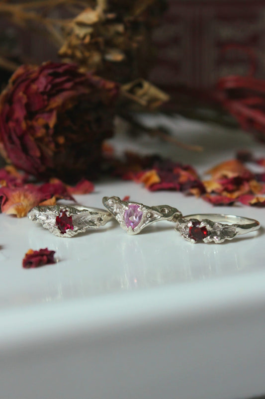 Dryad Fairy Crown Ring - Lab Grown Pink Sapphire & Sterling Silver