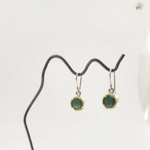 Load image into Gallery viewer, Small Round Drop Earrings - Pounamu with 22ct Gold Edge