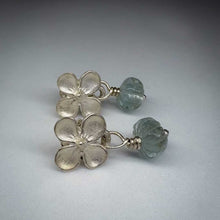 Load image into Gallery viewer, Hydrangea & Aquamarine Stud Earrings