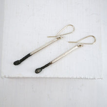 Load image into Gallery viewer, The Burnt Match Stick Earrings in solid silver by David McLeod.