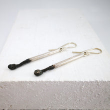 Load image into Gallery viewer, The Burnt Match Stick Earrings in solid silver by David McLeod.