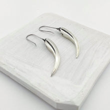 Load image into Gallery viewer, Handmade silver earrings by The Wild Jewellery NZ - the huia beak earrings in solid silver.
