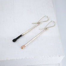 Load image into Gallery viewer, The Burnt / Live Matchstick earrings by David McLeod are an iconic piece of NZ contemporary jewellery.