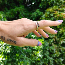 Load image into Gallery viewer, The Burnt Match Stick Ring is hand crafted by NZ jeweller David McLeod. A stunning solid sterling silver ring in a unique modern design available at Mason and Collins.