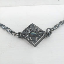 Load image into Gallery viewer, This statement necklace handcrafted by NZ jeweller Vaune Mason features hand-twisted silver chain links and a one-of-a-kind setting.