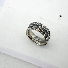 Load image into Gallery viewer, The Feather ring in oxidised sterling silver by The Wild. An iconic NZ jewellery brand that is hand made and beautifully finished.