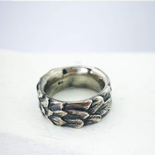 Load image into Gallery viewer, The Feather ring in oxidised sterling silver by The Wild. An iconic NZ jewellery brand that is hand made and beautifully finished.