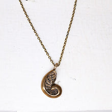 Load image into Gallery viewer, The Fern Frond Pendant from The Wild Jewellery is handmade in NZ in solid bronze.