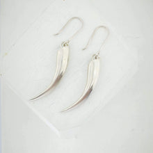 Load image into Gallery viewer, Solid silver Huia Beak earrings handmade NZ jewellery by The Wild.