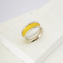 Load image into Gallery viewer, The medium Text-ure ring in 22ct gold and sterling silver. Handmade NZ jewellery by David McLeod.