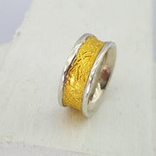 Load image into Gallery viewer, The medium Text-ure ring in 22ct gold and sterling silver. Handmade NZ jewellery by David McLeod.