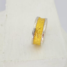 Load image into Gallery viewer, The medium Text-ure ring in 22ct gold and sterling silver. Handmade NZ jewellery by David McLeod.