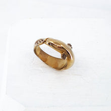 Load image into Gallery viewer, The native long-finned eel - the Tuna - as a bronze ring. Handmade NZ jewellery by Vaune Mason.
