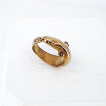Load image into Gallery viewer, The native long-finned eel - the Tuna - as a bronze ring. Handmade NZ jewellery by Vaune Mason.