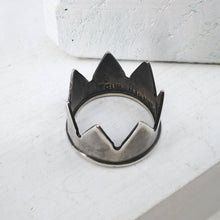 Load image into Gallery viewer, The oxidised silver Crown Ring is handmade in NZ by jeweller Buster Collins.