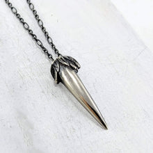 Load image into Gallery viewer, The Ruru Talon pendant is a hand carved silver charm in the shape of a small claw. The Ruru is the native owl of NZ, a small and shy bird with a distinctive call.