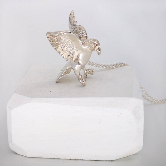 The Kea Pendant is hand made in solid sterling silver by The Wild Jewellery NZ.