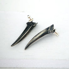 Load image into Gallery viewer, The Ruru Claw Studs in oxidised silver, hand crafted in NZ by The Wild Jewellery.