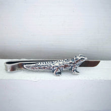 Load image into Gallery viewer, The Tuatara Tie Slide is hand crafted in sterling silver by The Wild Jewellery NZ.