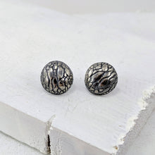 Load image into Gallery viewer, Tuatara Studs in solid sterling silver, handmade by The Wild Jewellery. These studs are inspired by the texture of the rare Tuatara, a reptile found only in NZ.