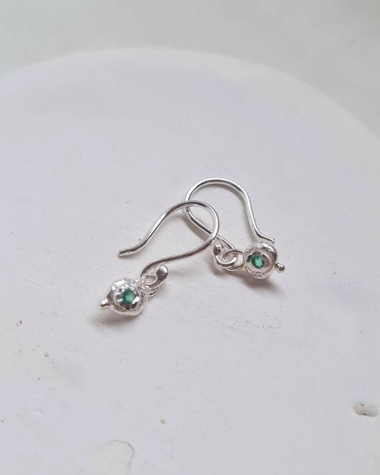 Future Artifacts Mini Emerald Drop Earrings