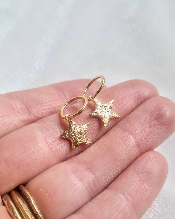Large Dusted Star Drops - Gold-Plated Sterling Silver
