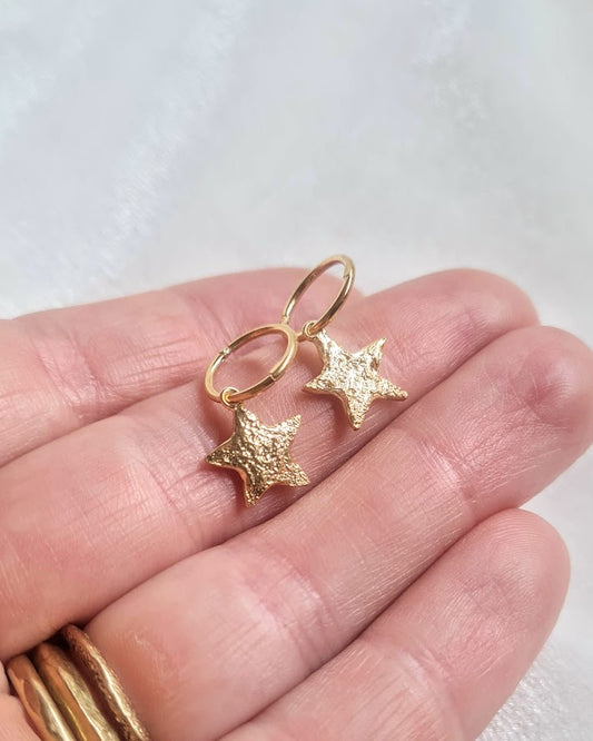 Large Dusted Star Drops - Gold-Plated Sterling Silver