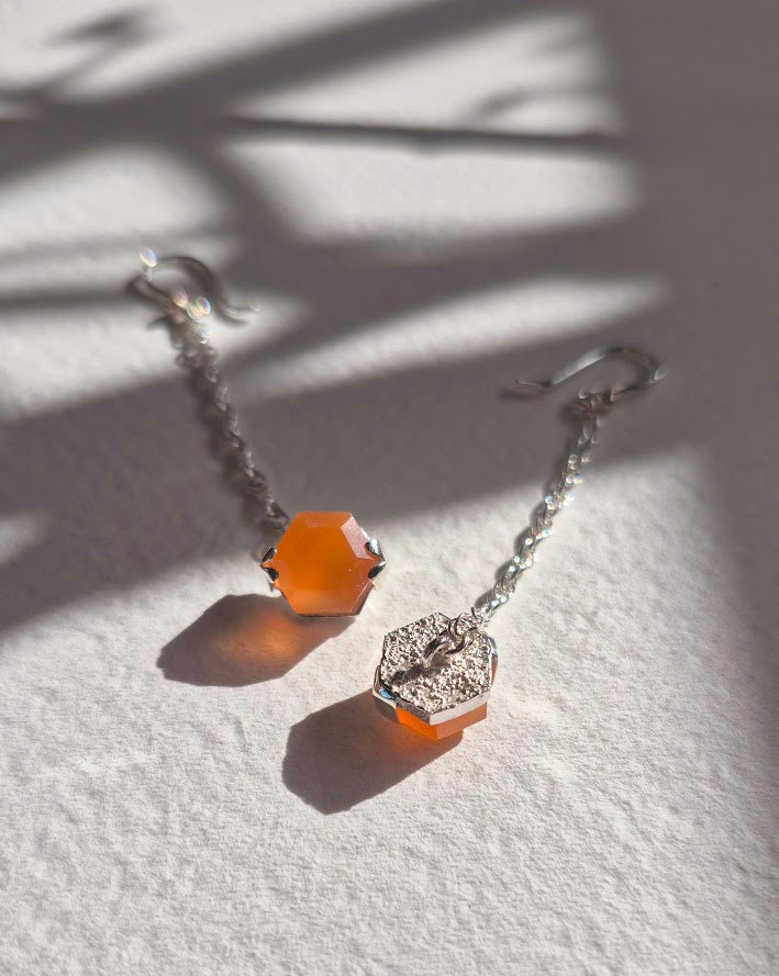 Future Artifacts Carnelian Hex Drop Earrings