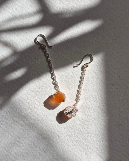 Future Artifacts Carnelian Hex Drop Earrings