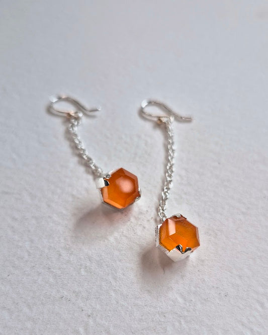Future Artifacts Carnelian Hex Drop Earrings