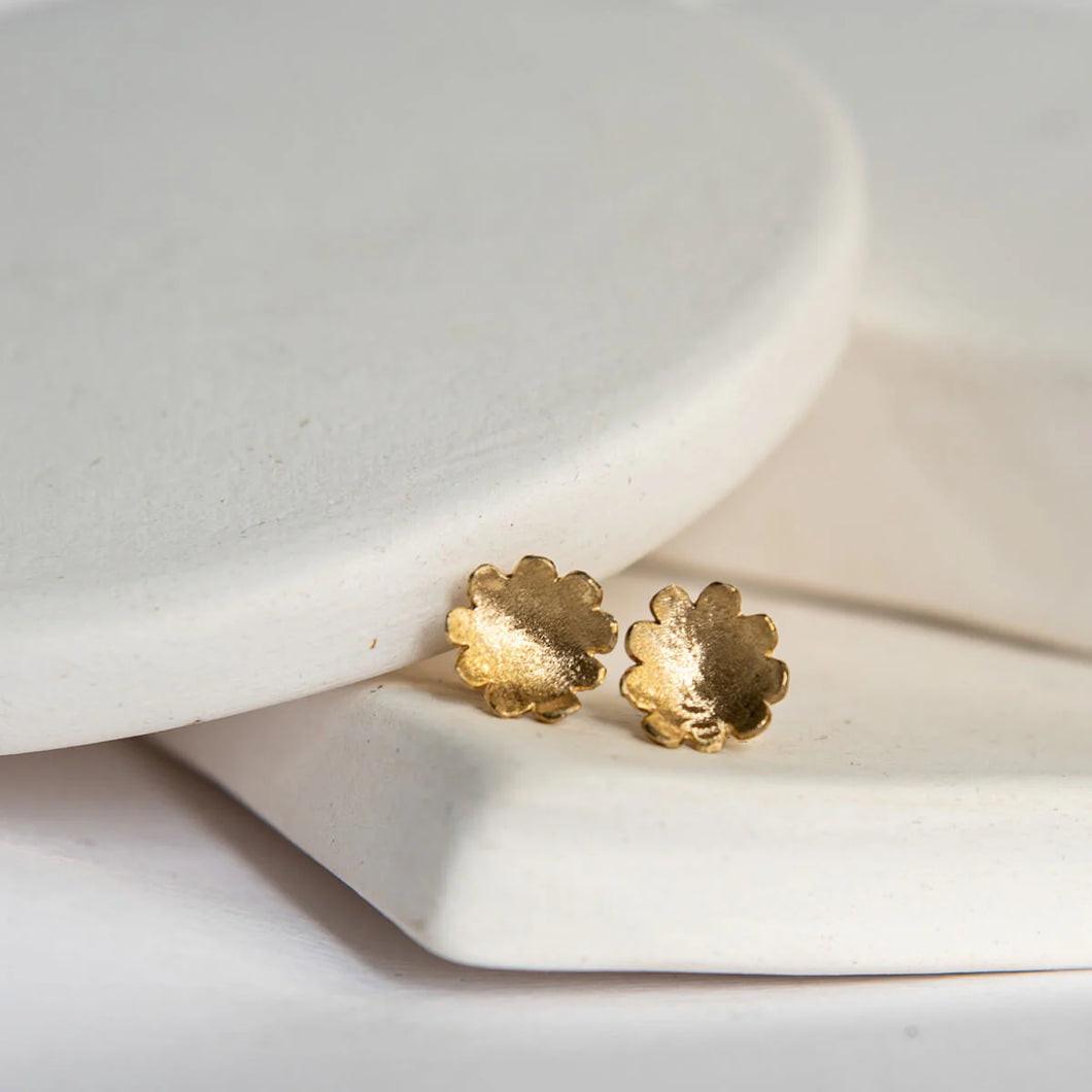 Briar Flower Medium Studs -  Gold-plated Sterling Silver