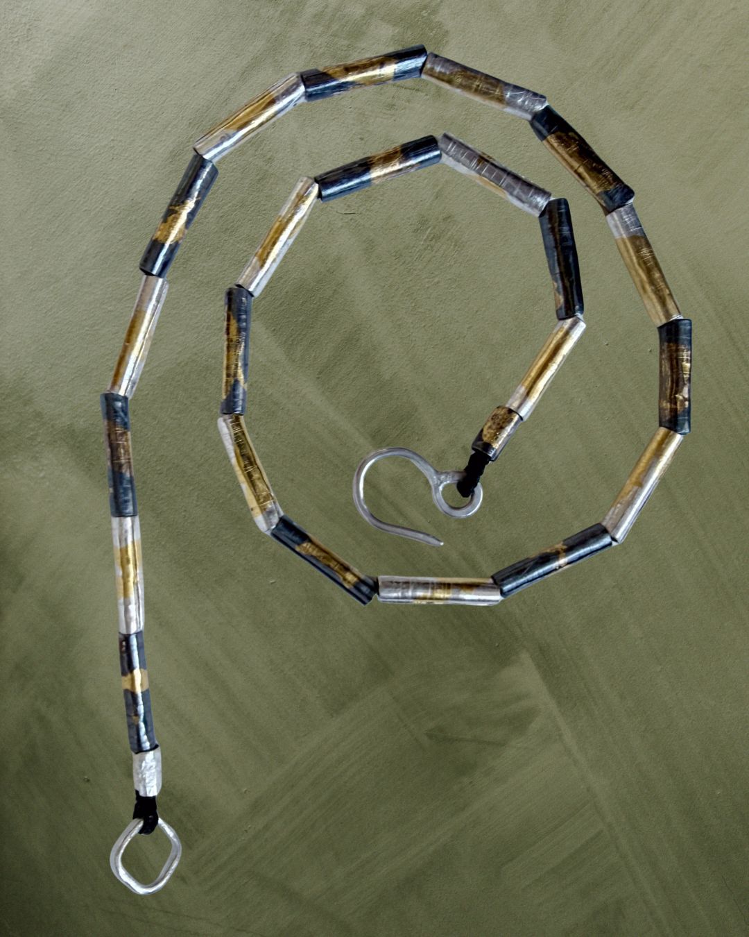Wrapped Beaded Necklace – Fine Silver & 24ct Gold Keum-Boo