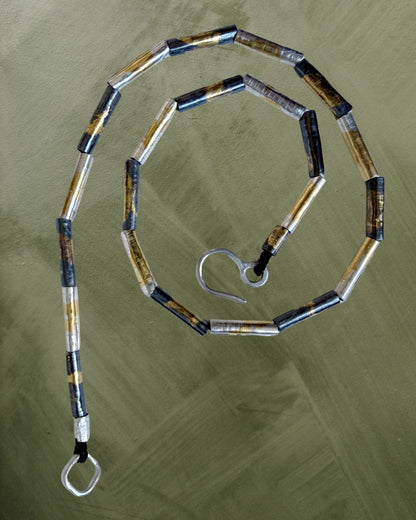 Wrapped Beaded Necklace – Fine Silver & 24ct Gold Keum-Boo