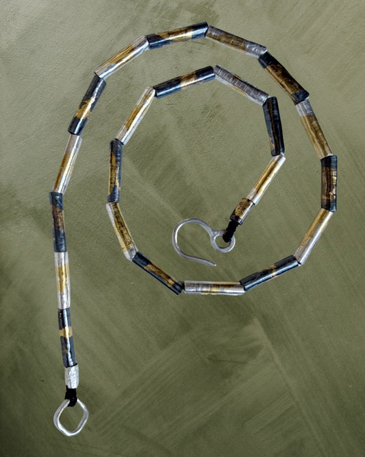 Wrapped Beaded Necklace – Fine Silver & 24ct Gold Keum-Boo