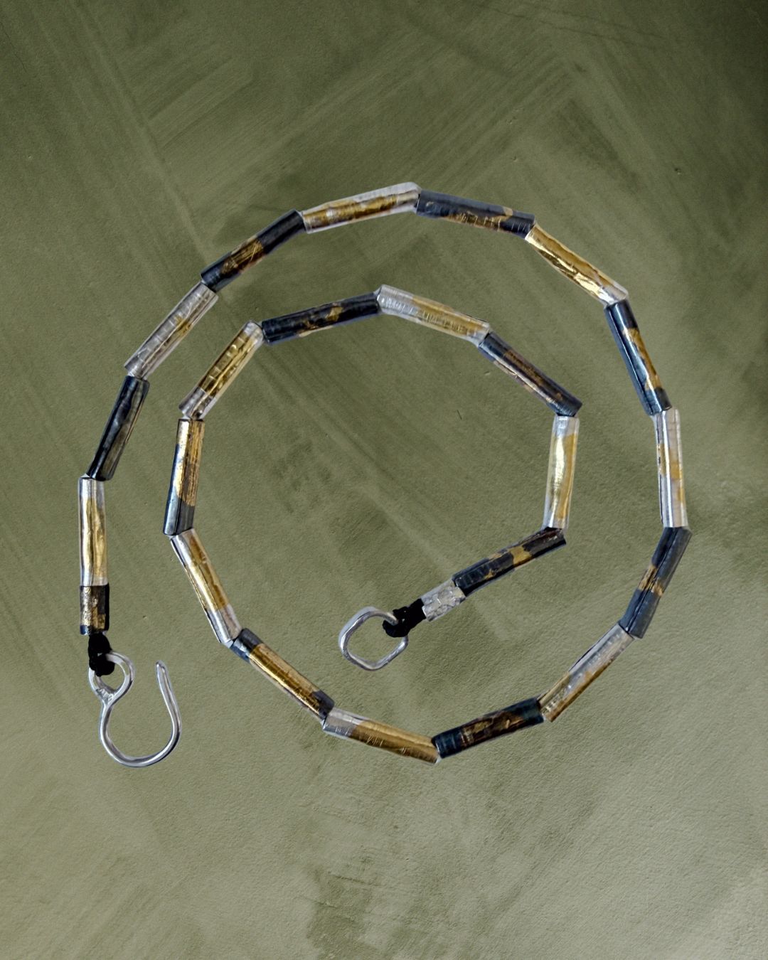 Wrapped Beaded Necklace – Fine Silver & 24ct Gold Keum-Boo