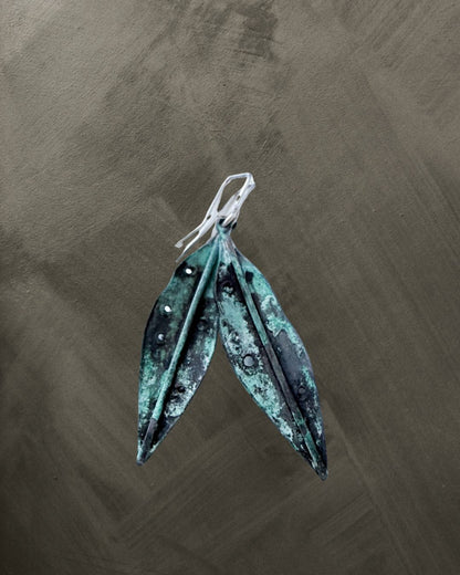 Pōhutakawa Leaf Pendant Earrings - Bronze