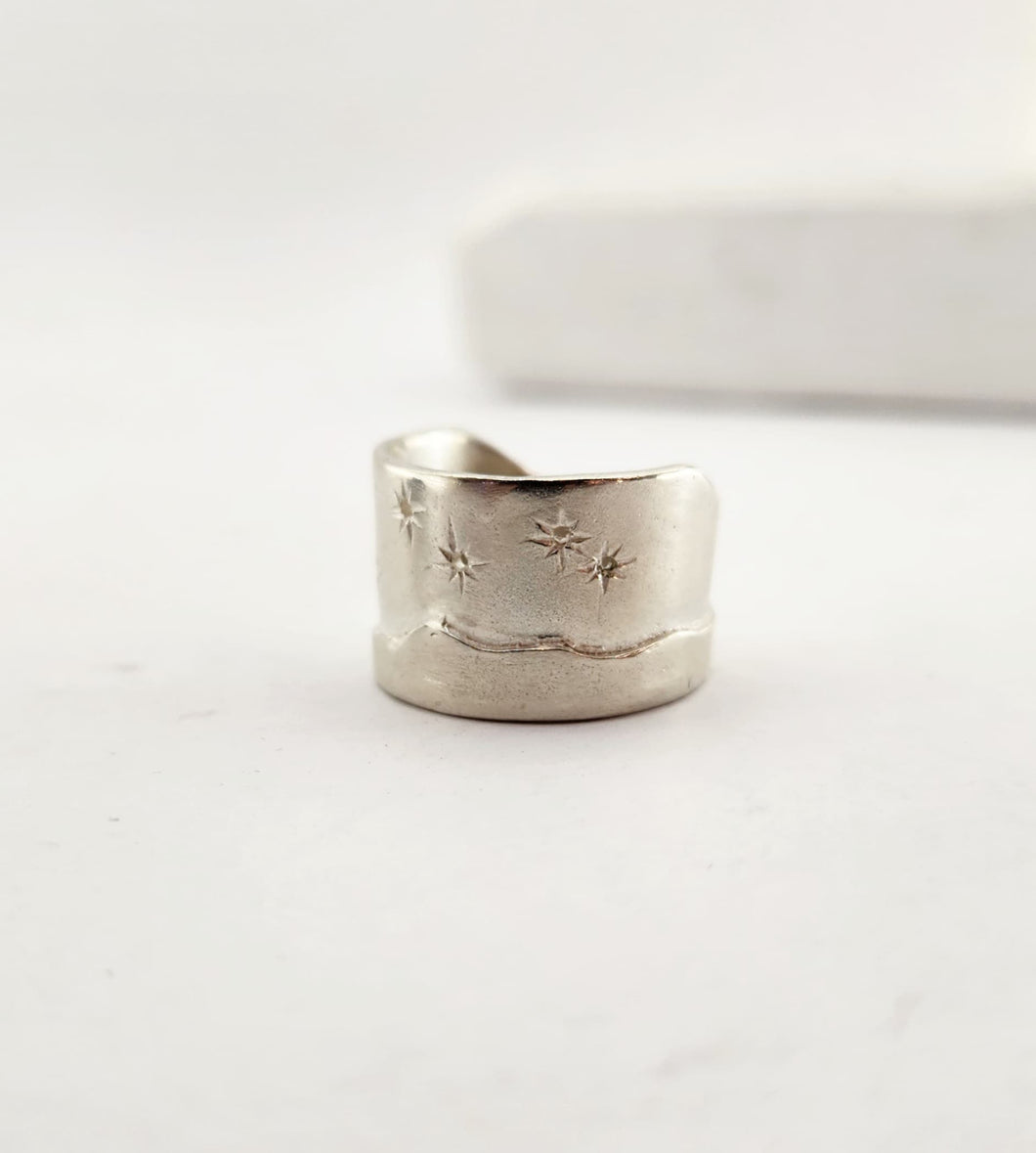 Matariki Maunga Ring in Bright Silver