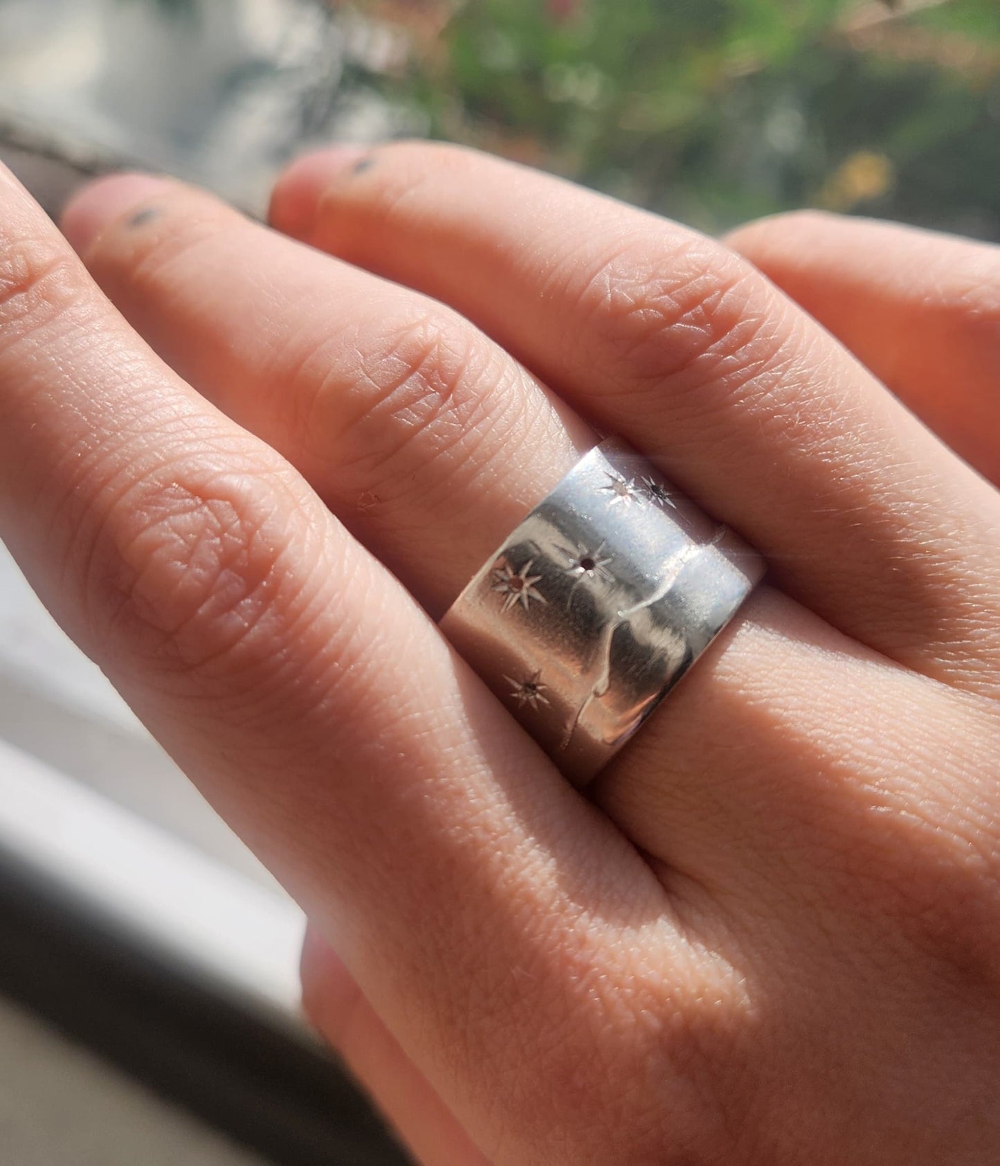 Matariki Maunga Ring in Bright Silver