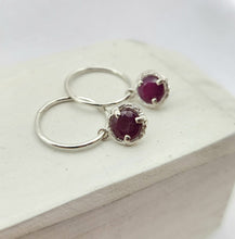 Load image into Gallery viewer, Large Briar Bud Drop Earrings - Sterling Silver &amp; Ruby
